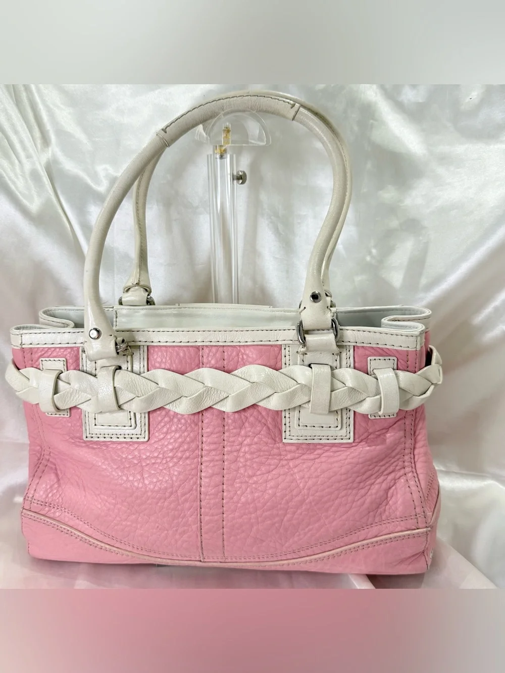 Vintage Coach Y2K Hamptons Carryall Satchel Bag Pink Leather Coquette F13084